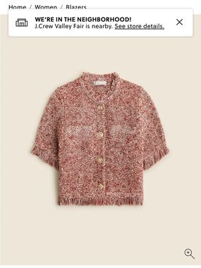 J. Crew Pink Mix Tweed Short-Sleeve Button Cardigan
